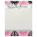two tone pink and black chic damask personalized letterhead