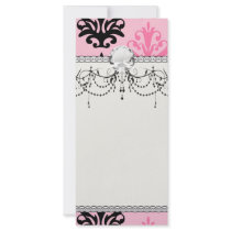 two tone pink and black chic damask rack card