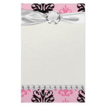 two tone pink and black chic damask customized stationery