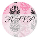 two tone pink and black chic damask