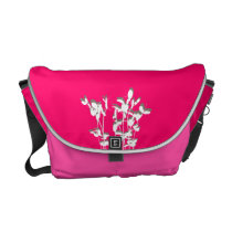 Two tone pink growing plant leaves modern nature messenger bags