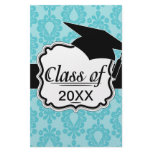 two tone pretty blue floral damask graduation stationery