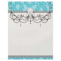 two tone pretty blue flower floral damask full color flyer