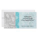 two tone pretty blue flower floral damask photo card template