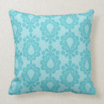 two tone pretty blue flower floral damask throw pillows