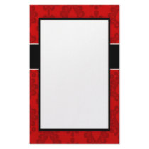 two tone red damask design stationery paper