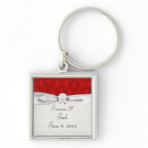two tone red damask keychain