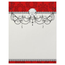 two tone red damask personalized letterhead