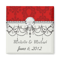 two tone red damask fridge magnets