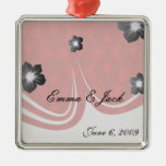 two tone red damask ornament