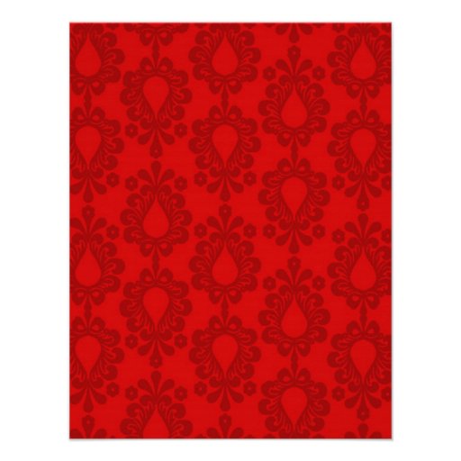 two tone red damask personalized invite