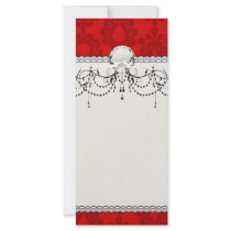 two tone red damask custom rack cards