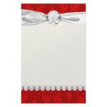 two tone red damask custom stationery