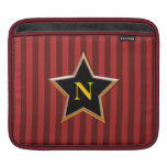 Two-Tone Red Stripe Star Monogram Sleeve For iPads
