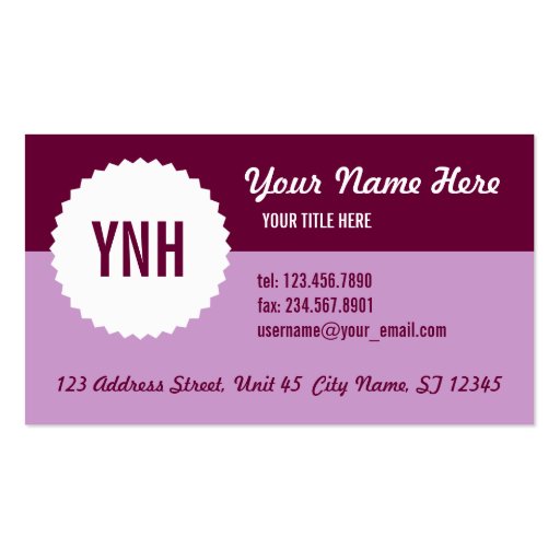 Two Tone Seal Business Card Template, Purples (front side)