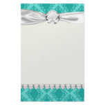 two tone tiffany blue aqua diamond damask stationery