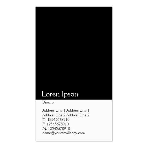 Two Tone Vertical (B&W) Business Cards (back side)