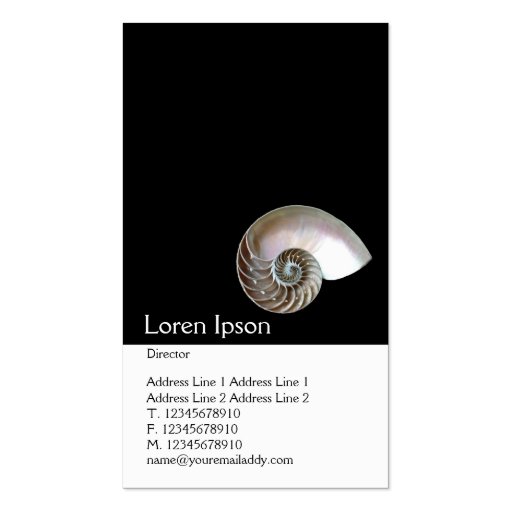 Two Tone Vertical (Nautilus Shell) Business Card Template (back side)