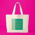 Two Toned Green with Gold Stars Canvas Bag