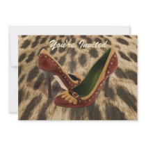 Two Toned Studded Leather Pumps on Fur Personalized Announcement