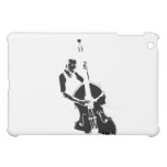 Two Toned Upright Bass Player Outline BW iPad Mini Cases