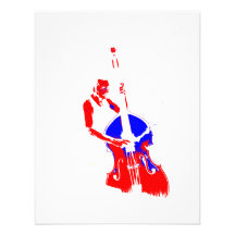 Two Toned Upright Bass Player Outline Red Blue Invite