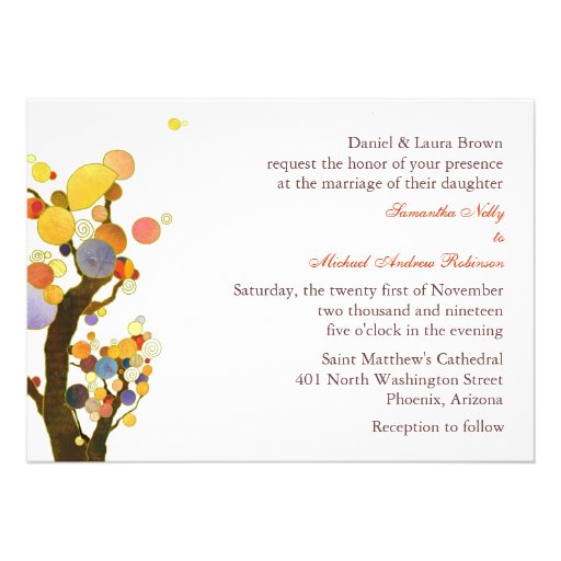 "Two Trees in Love" Olive Green Wedding Invitation