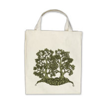 Two Trees intertwined Tote Bags