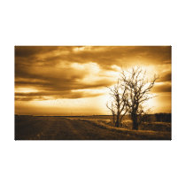 Two Trees Sepia Fields Canvas Print canvas prints