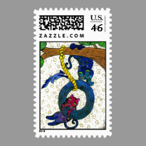 Two Tubby Tabby Cats Swinging From A Tree stamps