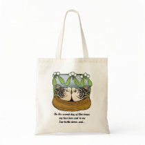 Two turtle doves holiday tote bag