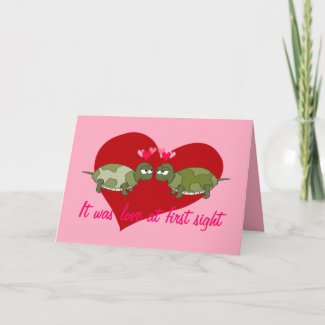 Two Turtles in Love Customizable Valentine Card