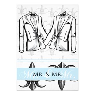 Two Tuxedo Groom Gay Wedding Invitation