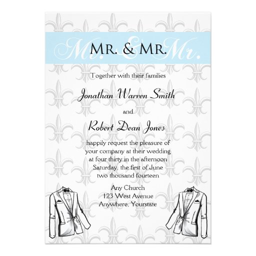 Two Tuxedo Groom Gay Wedding Invitation