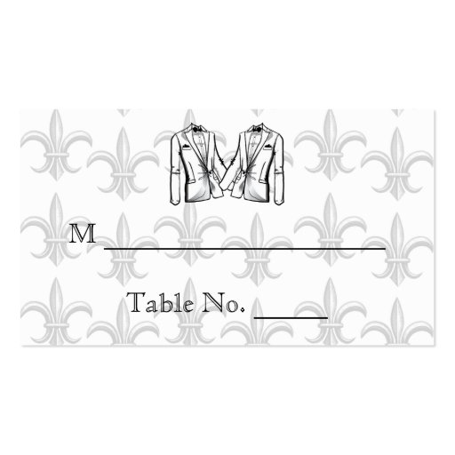 Two Tuxedo Groom Gay Wedding Place Cards Business Cards (front side)