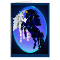 Two Unicorn Stallions Oval Card