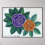 Two Vibrant Roses Poster