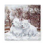 Two Westies in Wintertime magnets