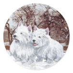 Two Westies in Wintertime stickers