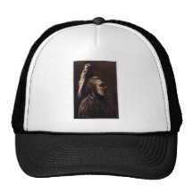 Two Whistles, a Crow Medicine Man. Mesh Hats