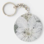 Two white clematis flowers key chain