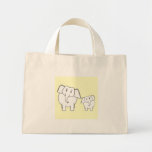 Two White Elephants on Cream. Cartoon. Bag