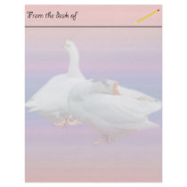 two white geese in fancy  background customized letterhead