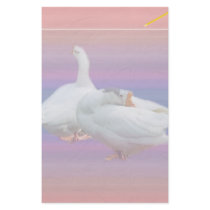 two white geese in fancy  background stationery design