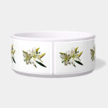 Two White Lilies and Buds Dog Food Bowl