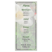 Two White Poppies Wedding Menu Rack Cards