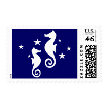 Two White Seahorses postage