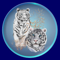 Two White  Tigers Plate plates