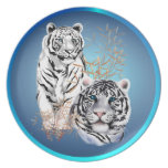 Two White  Tigers Plate
