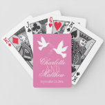 Two whites dove pink wedding name playing cards playing cards